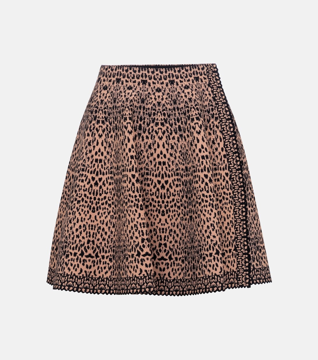 

Мини-юбка эластичной вязки с леопардовым принтом Alaïa, коричневый