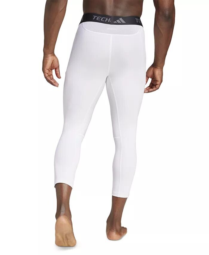 Мужские компрессионные тренировочные тайтсы Techfit 3/4 adidas, белый — фото 2