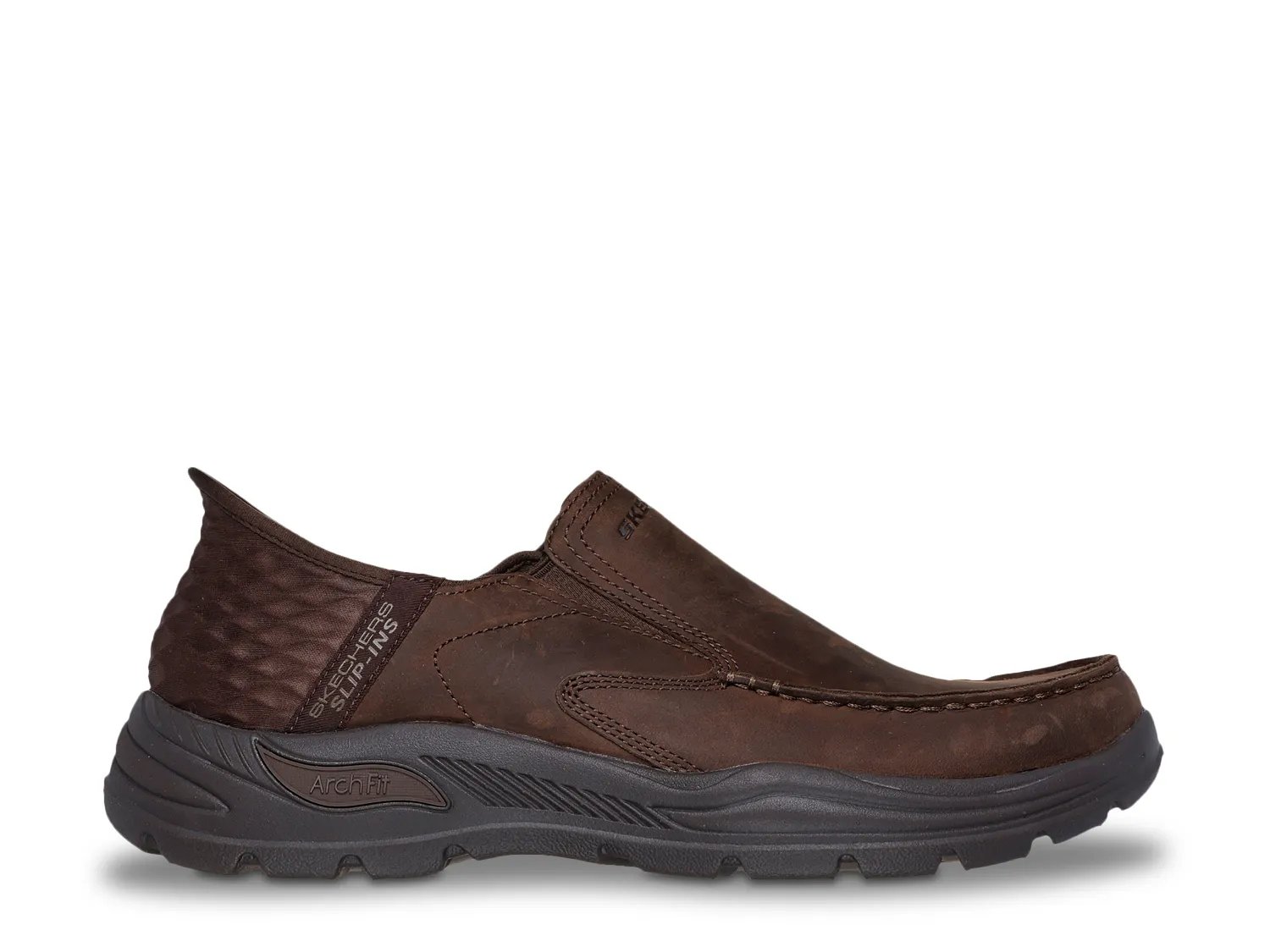 Слипоны Skechers Hands Free Slip-ins Arch Fit Motley Milo Slip-On, Cocoa Brown Leather — фото 3