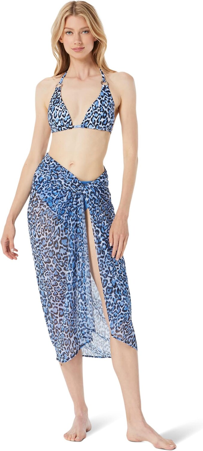 

Купальник MICHAEL Michael Kors Wildcat Wrap Cover-Up Skirt, цвет Tide Blue