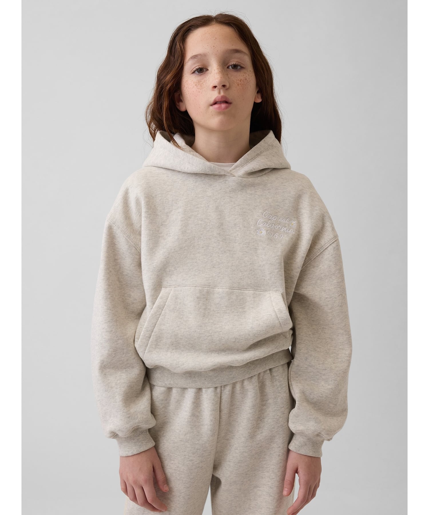 (K) Винтажная мягкая толстовка свободного кроя (детская) GAP, B03 LIGHT GREY HEATHER
