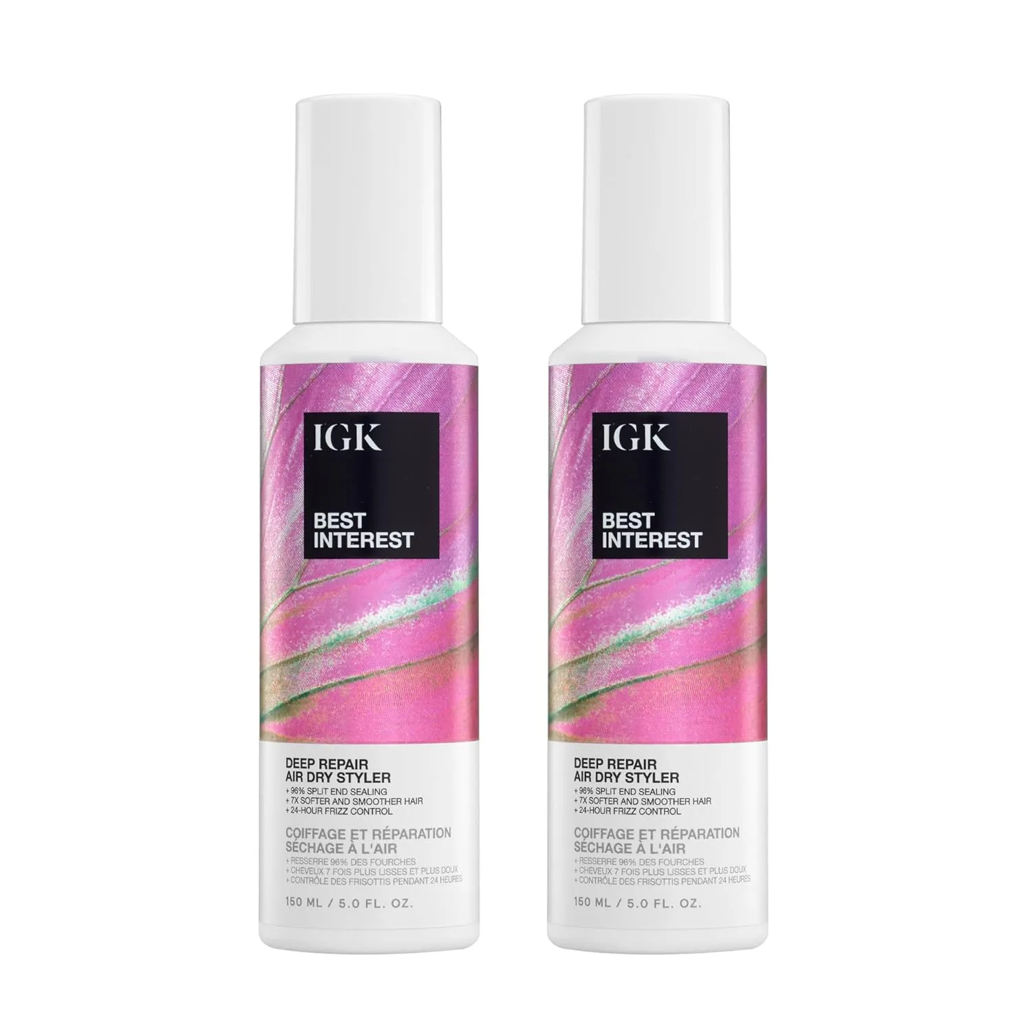 IGK Best Interest Bond Building Air Dry Styling Cream - несмываемый уход для секущихся кончиков, ломкости, контроля пушистости и блеска, веганский и cruelty-free 148 мл (2 шт.)