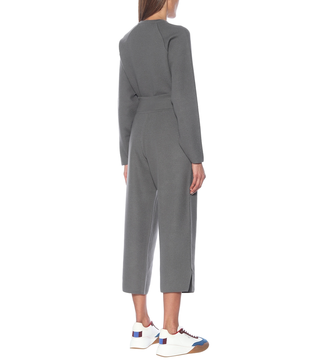 Укороченные брюки широкого кроя из натуральной шерсти Stella McCartney, Light Grey Melange — фото 3
