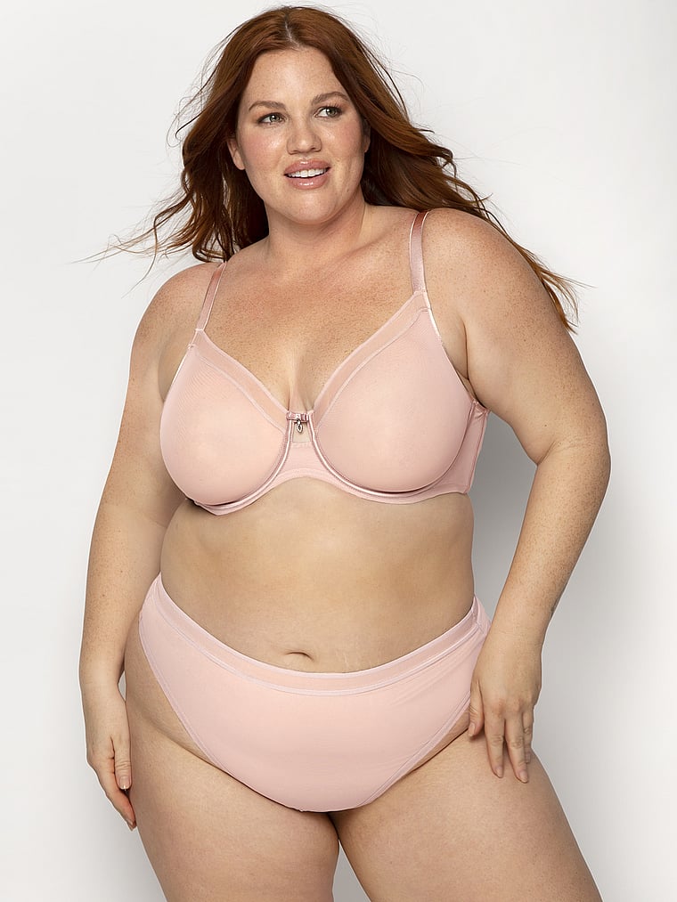 

Трусики-Стринги из прозрачной сетки с высоким вырезом Curvy Couture, красный