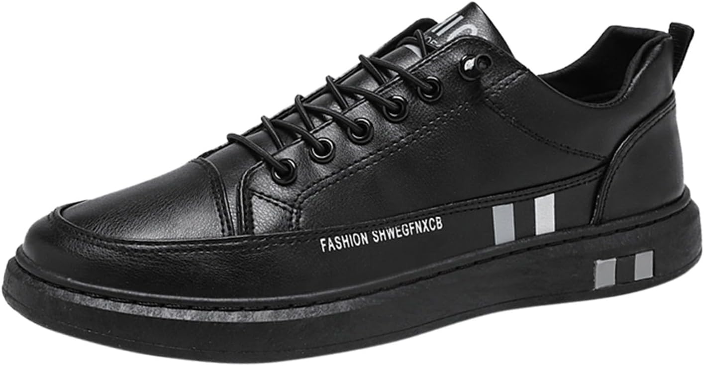 

Мужские кроссовки на шнуровке, комфортные, с верхом из искусственной кожи PU, с амортизирующей мягкой подошвой из памяти формы, ультралегкие, дышащие, модные, нескользящие, для дома и улицы, спортивные беговые Generic, черный