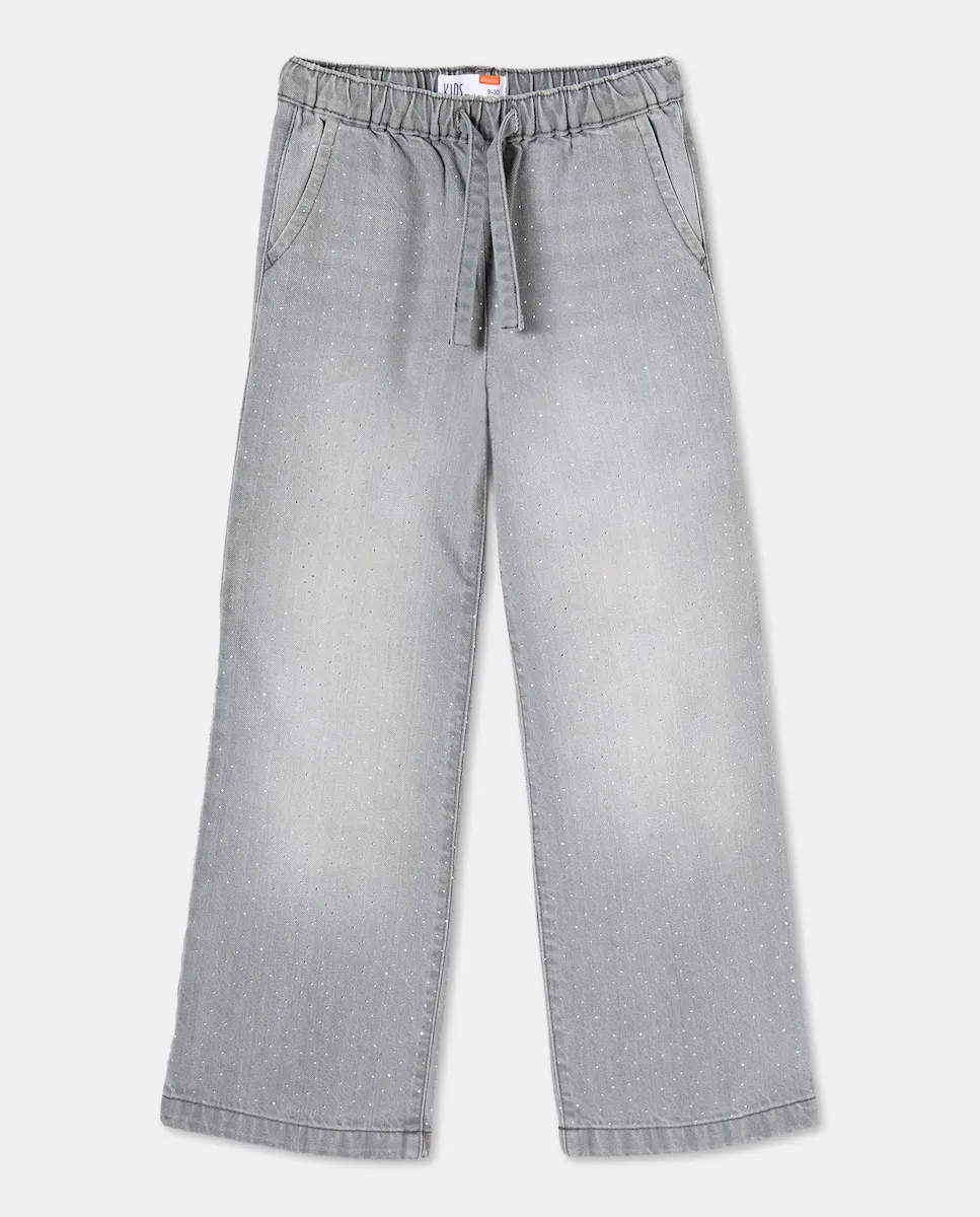 

Детские джинсы широкого кроя на резинке Kids El Corte Inglés, светло-серый