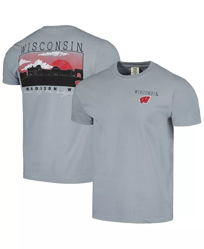 

Мужская серая футболка Wisconsin Badgers Campus Scene Comfort Colors Image One