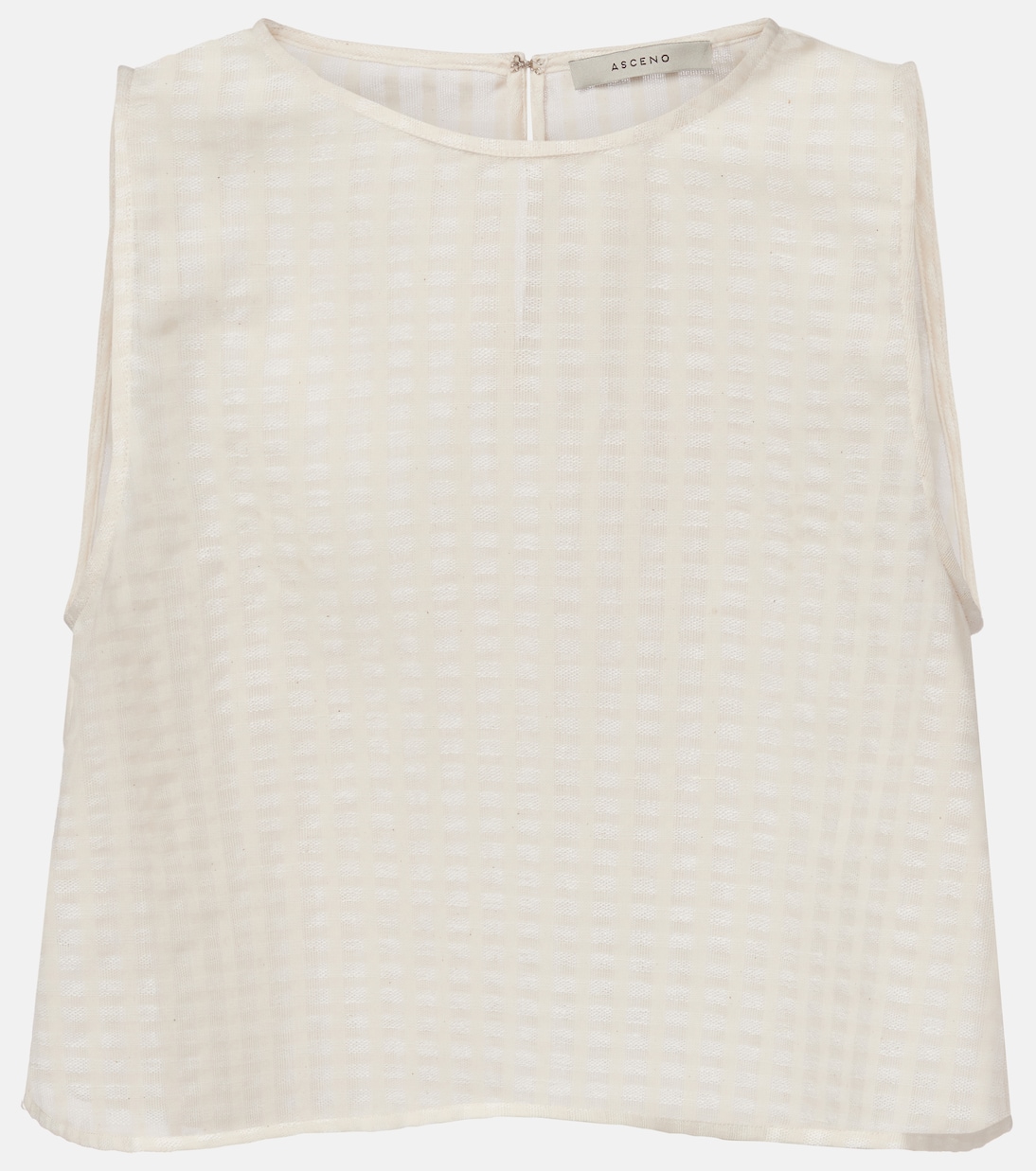 

Короткий топ из клетчатого хлопка и льна Kobe Asceno, Shell White