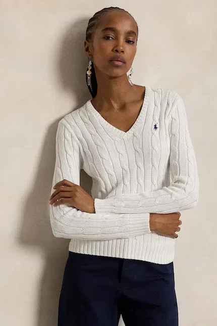 Свитер с воротником-поло Polo Ralph Lauren, белый