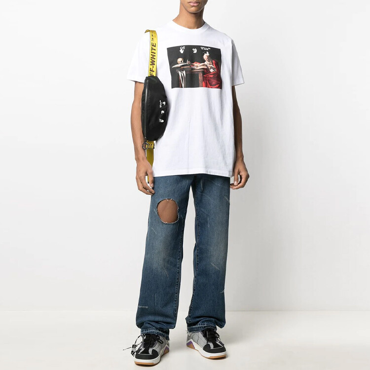 Футболка Slim Fit Caravaggio Saint Jerome с надписью Off-White, белый — фото 3