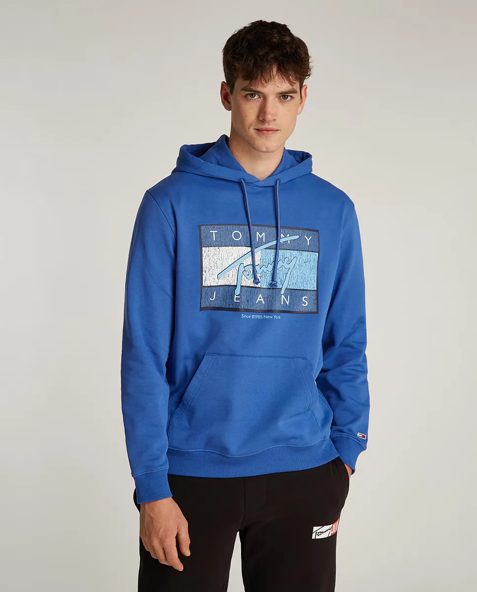 

Мужская толстовка прямого кроя с капюшоном Tommy Jeans, синий