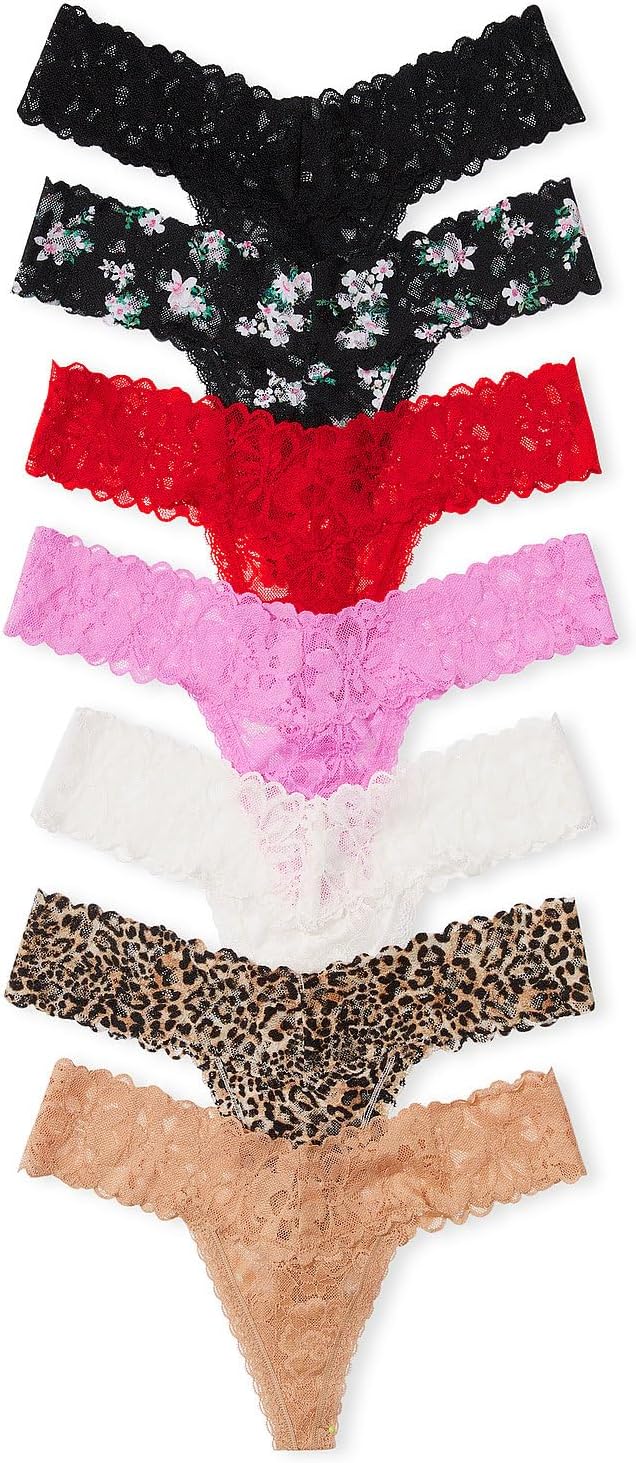 

Victoria's Secret Женские кружевные стринги, трусики для женщин, набор, Playful Multi