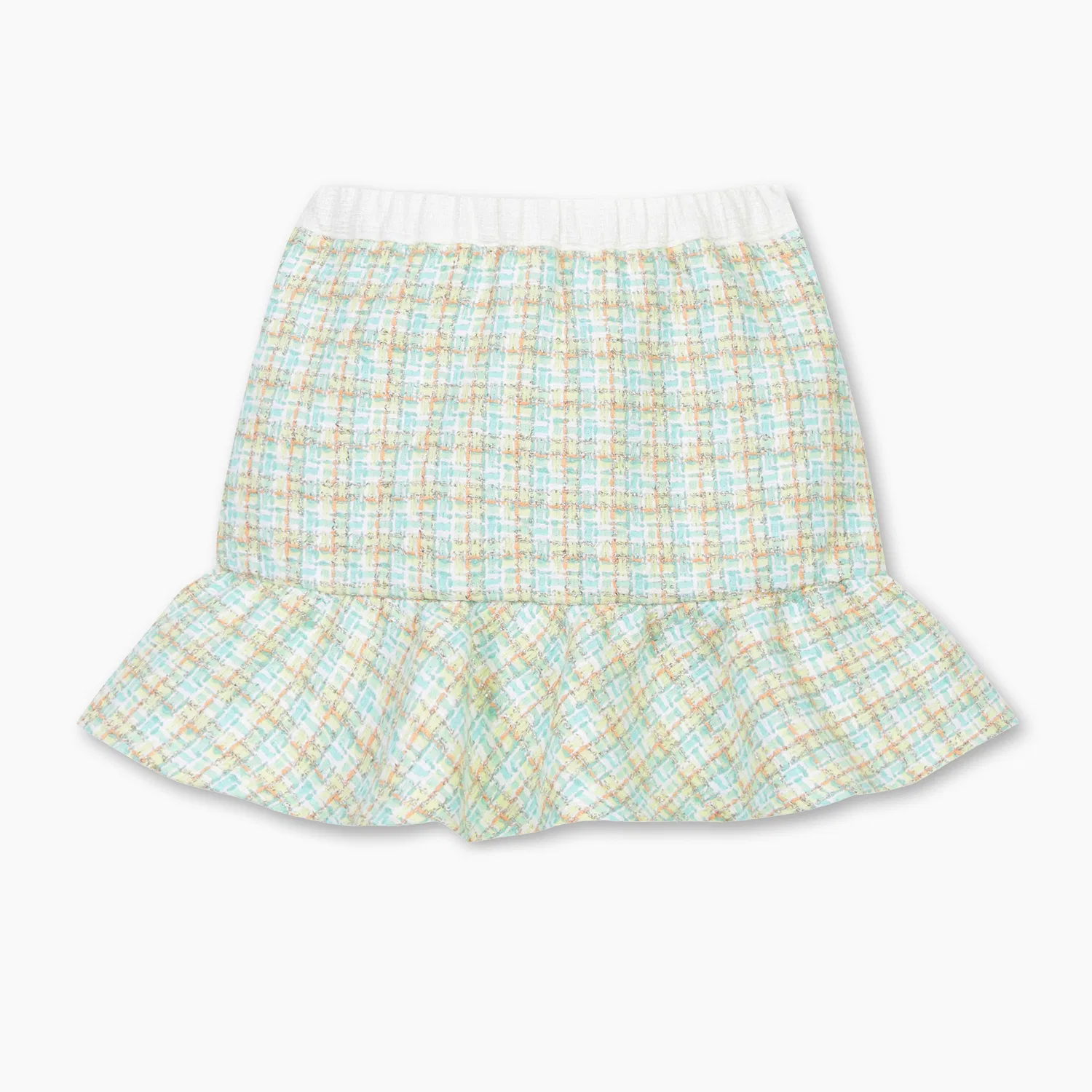 Детская мятная твидовая юбка с оборками от Benetton Kids — фото 2