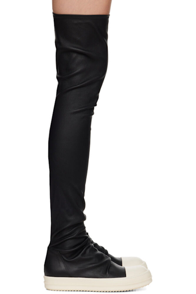 Черные высокие сапоги-чулки Porterville Rick Owens