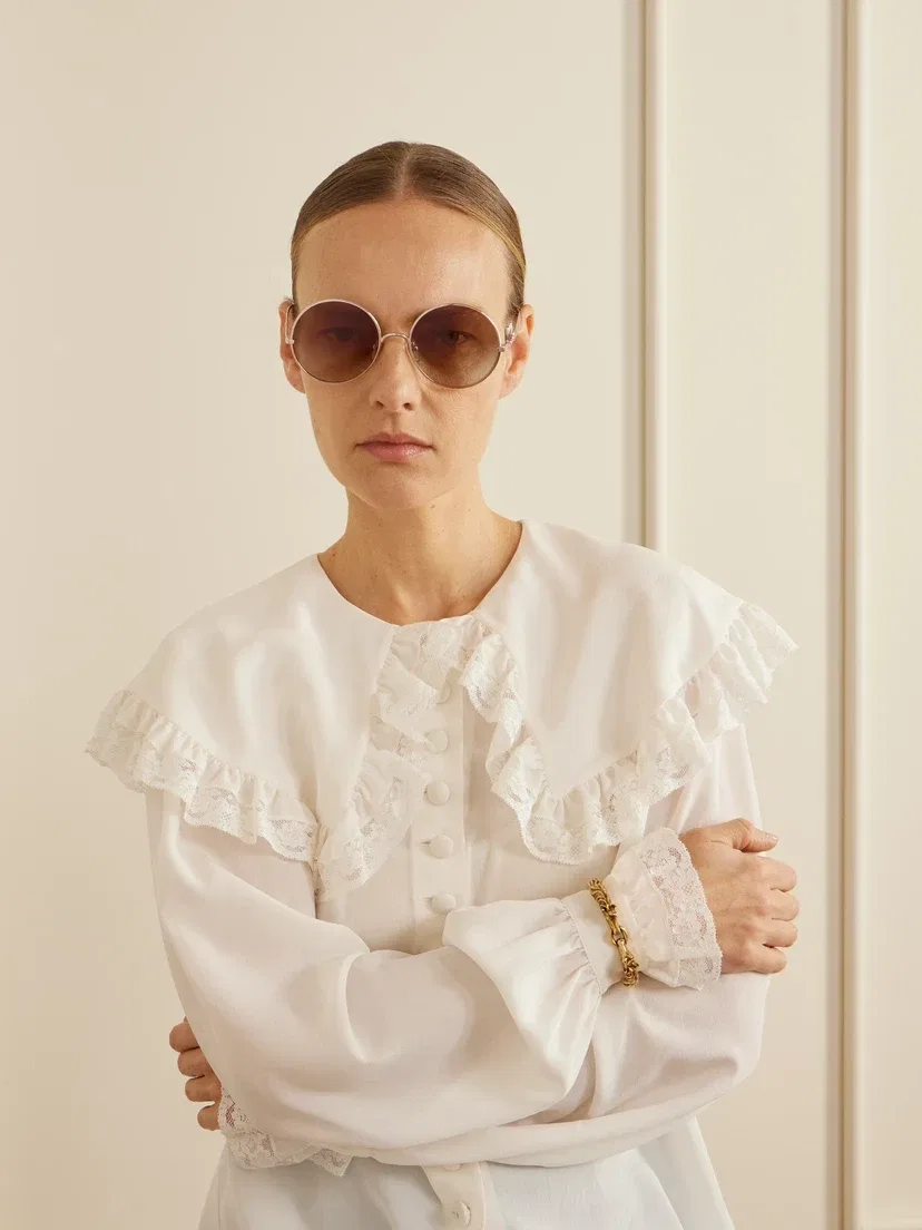 Культовые солнцезащитные очки в круглой оправе золотистого цвета Chloé Eyewear, золотой — фото 2