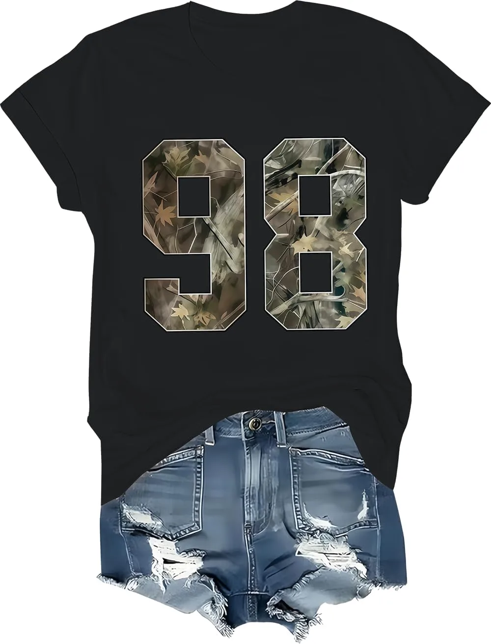 Футболка Number 98 Camo Casual с круглым вырезом и камуфляжным принтом
