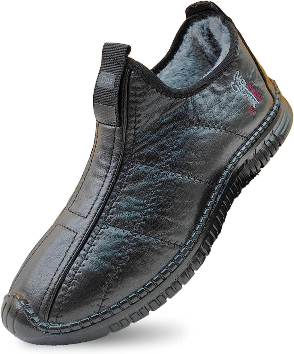 

Мужские повседневные кроссовки зимние теплые на каждый день, с легким надеванием, удобные для ходьбы, с нескользящей толстой подошвой Generic, черный