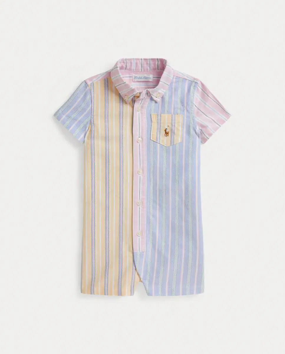 Короткий боди для мальчика типа поло из хлопка Polo Ralph Lauren, мультиколор