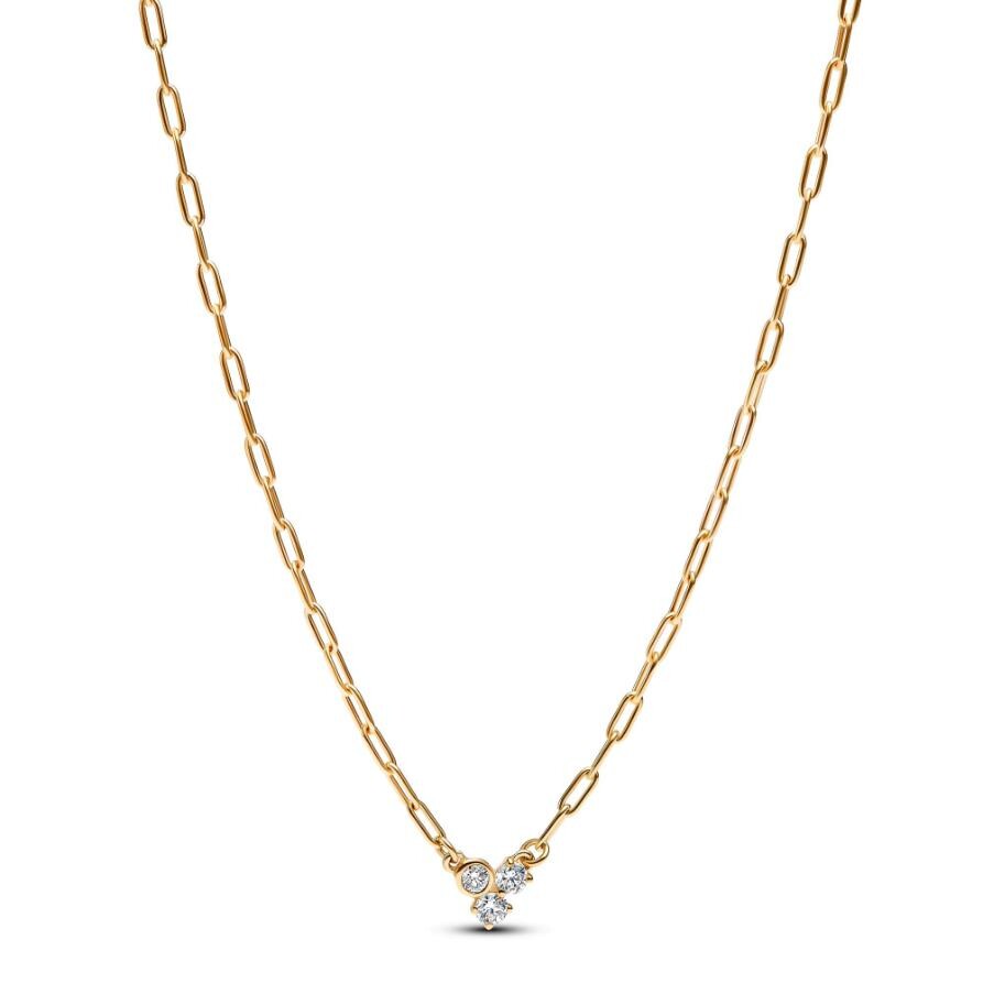 

Ожерелье Pandora Era Lab-Grown Diamond Cluster Paperclip Chain Necklace, золото