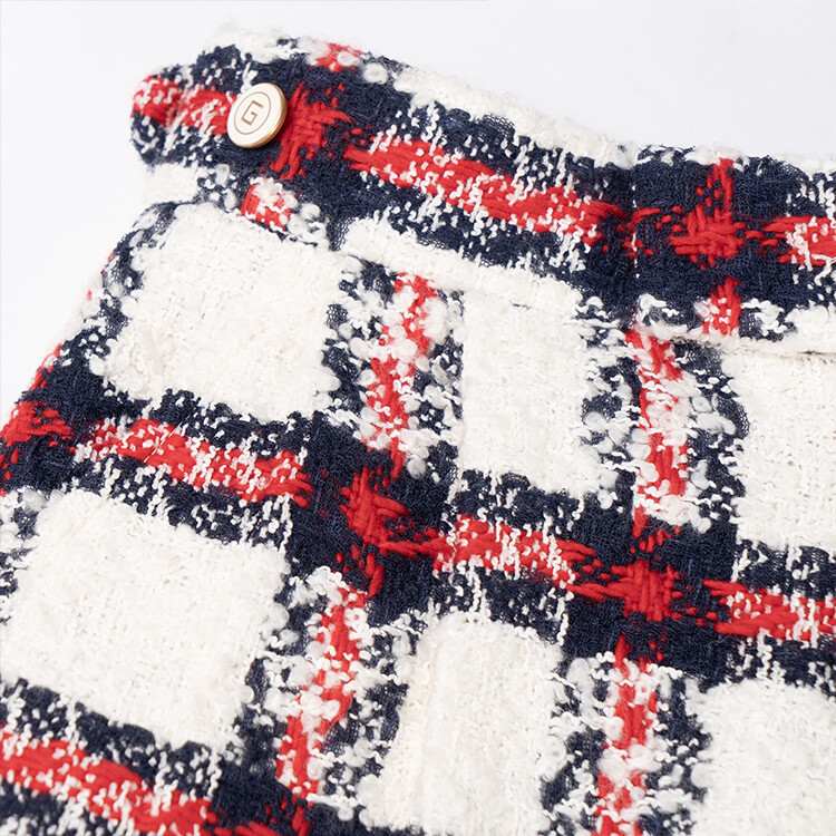 Шорты женские Gucci Tweed, твидовая фактура, белый / красный — фото 3