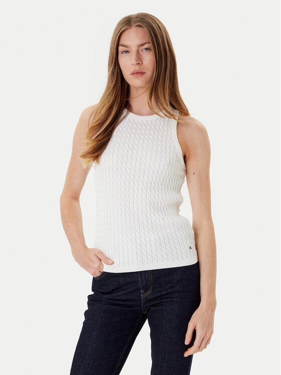 

Топ slim fit WW0WW45706 Tommy Hilfiger, экрю