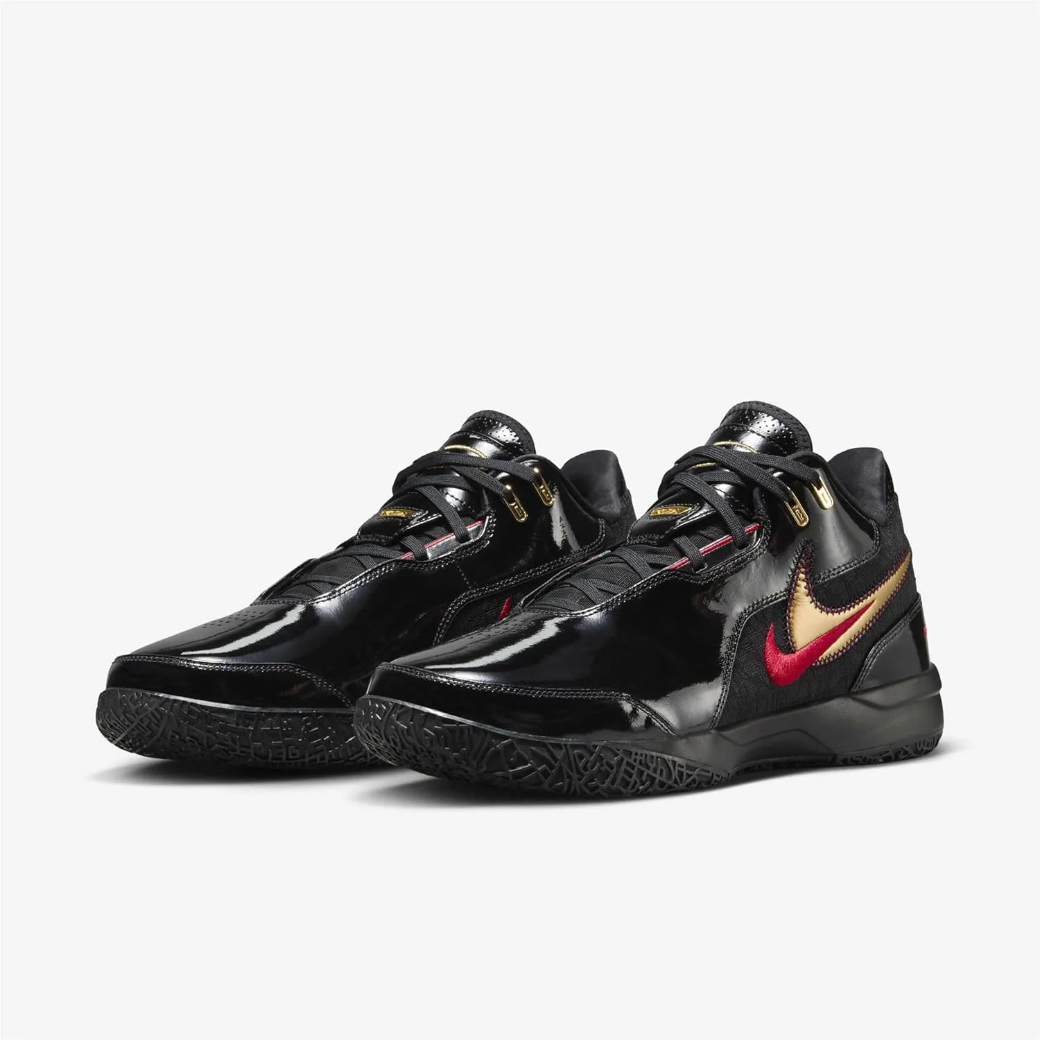 Мужские баскетбольные кроссовки Nike Lebron NXXT Gen AMPD, черный/красный/металлик золотой — фото 2