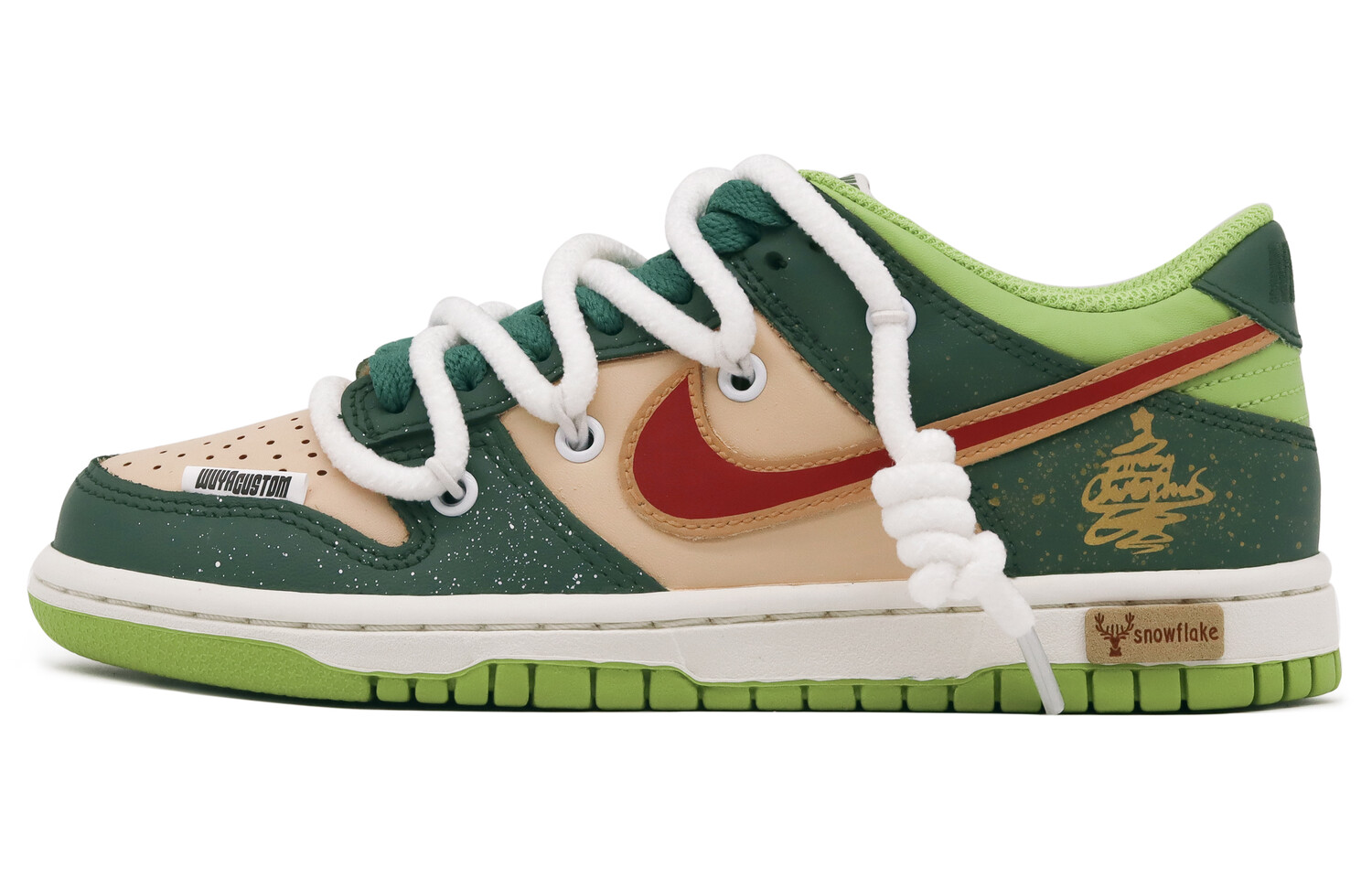 

Кроссовки Nike Dunk Skateboard Shoes Women's Low-Top Green/Red White