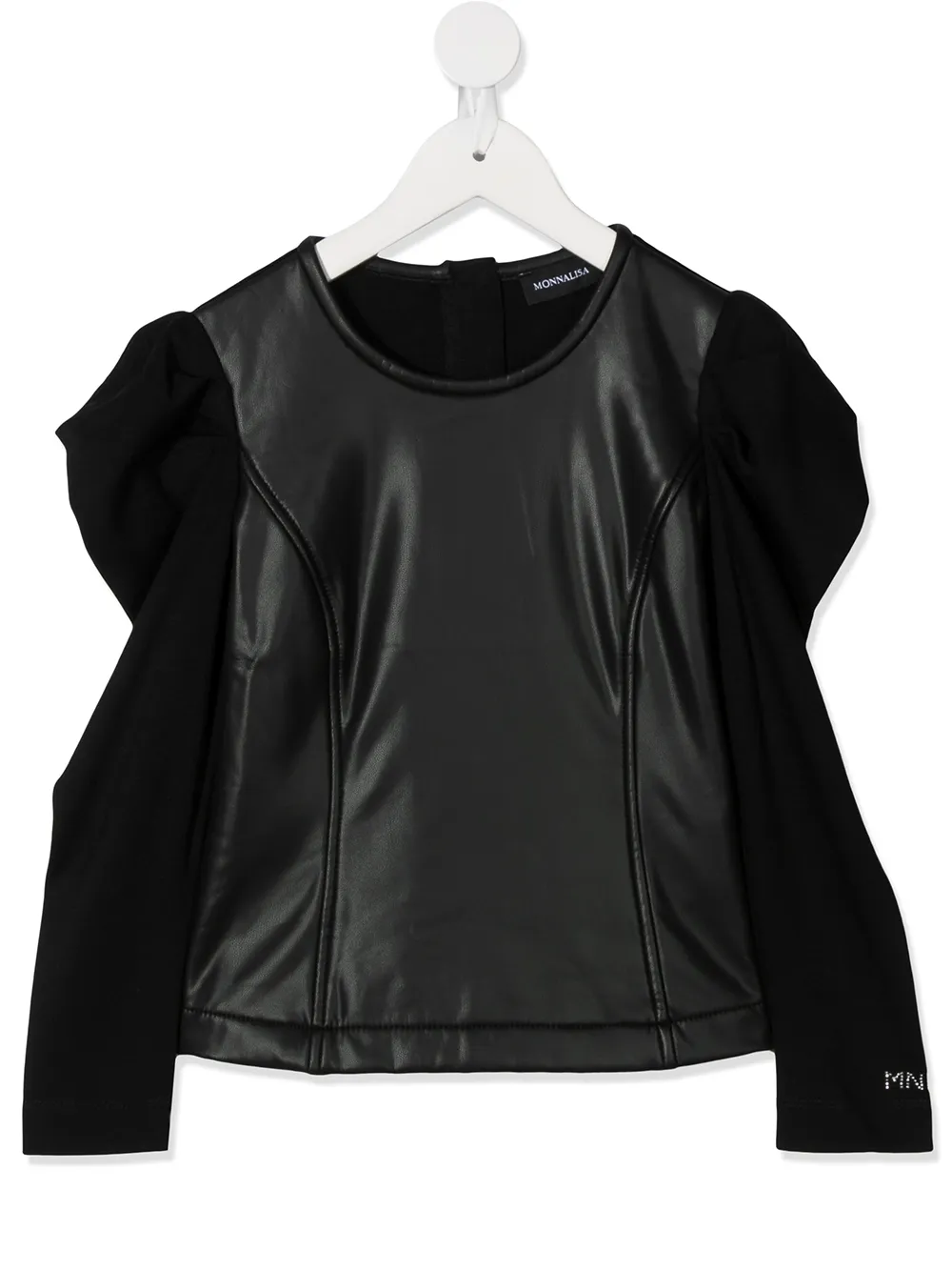 

Топ со вставкой из искусственной кожи Monnalisa, черный