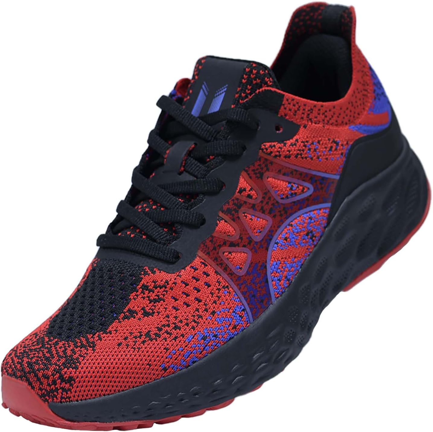 

Мужские кроссовки на шнуровке- слипоны для спорта и повседневной носки, легкие дышащие, с сеткой, для бега, тенниса и тренировок в зале Sadmon, черный/красный