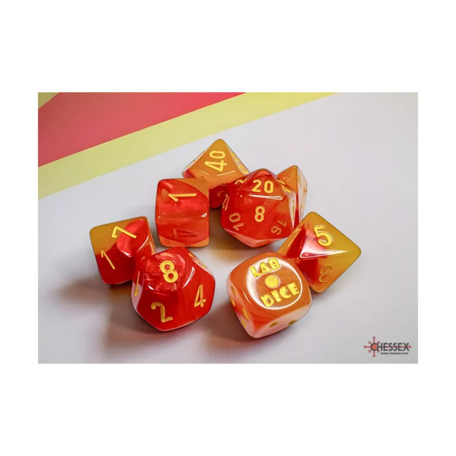 

Поли-набор Gemini Желто-красный с желтым (8), Dice - Lab - Poly Sets (Chessex)