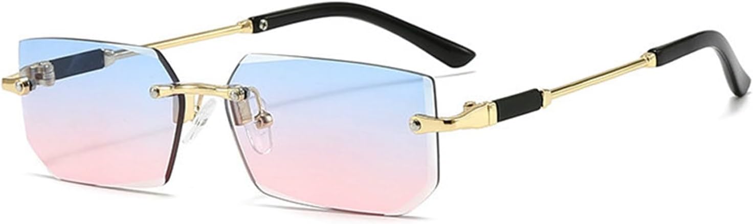 

Солнцезащитные очки COTIA без оправы, прямоугольной формы, для женщин и мужчин, модные, популярные, небольшие, квадратные, без оправы, летние, для путешествий, Blue Pink