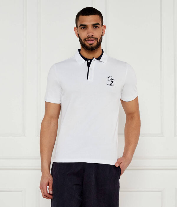 

Рубашка поло Slim fit Guess Jeans, белый