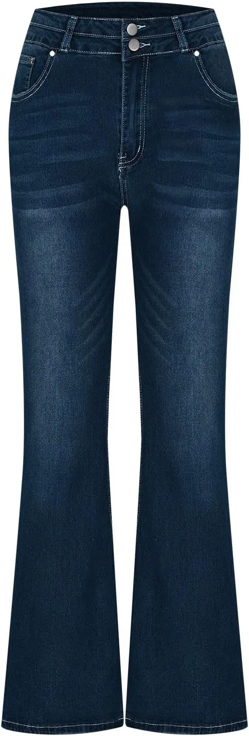 Flare High Waisted джинсы для женщин Stretchy Skinny Bell Bottom — фото 4
