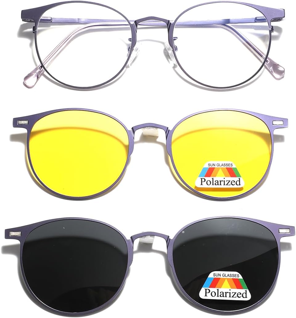 

Мужские солнцезащитные очки в металлической оправе, круглые, с зажимом, винтажные поляризованные, женские солнцезащитные очки на магнитах, аксессуары для женщин weiyuchen, Purple