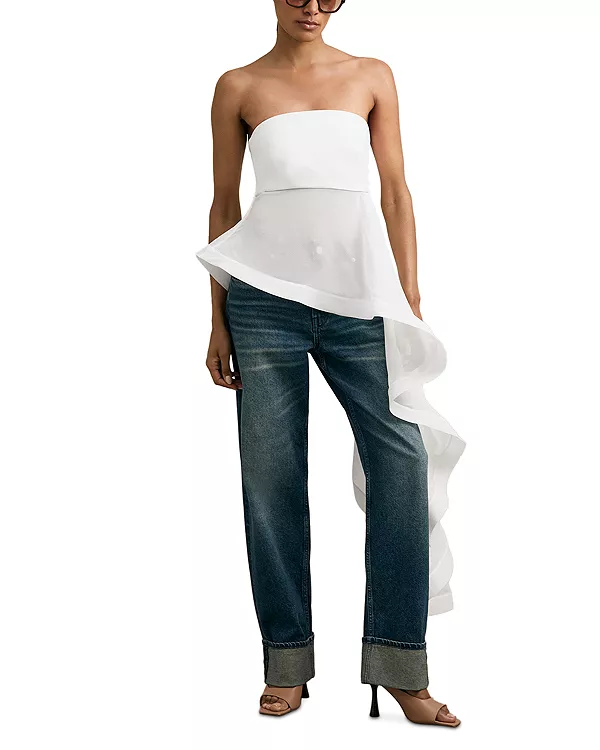 

Корсетный топ Рианны с драпировкой Reiss, белый