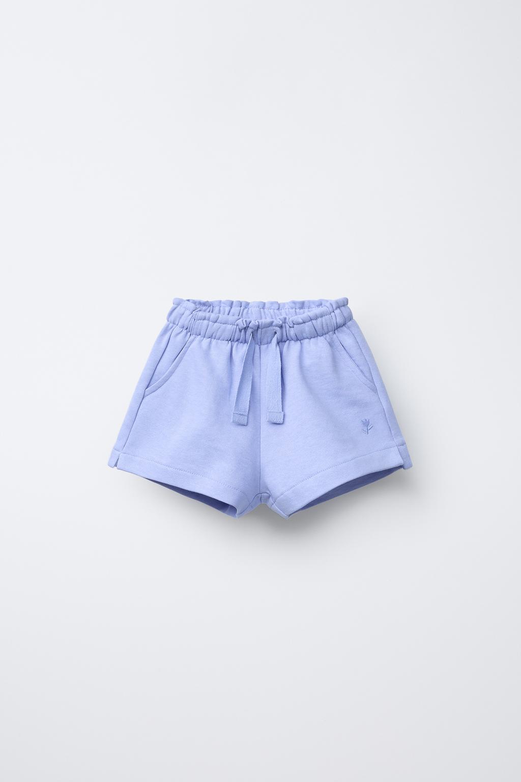 

Базовые плюшевые шорты-бермуды с вышивкой в цветочек ZARA, цвет Lavender