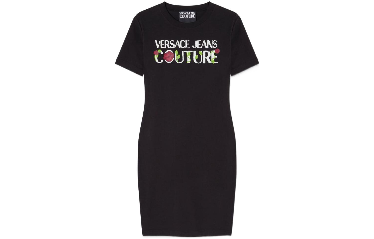 

VERSACE JEANS COUTURE Женское черное платье с коротким рукавом SS23