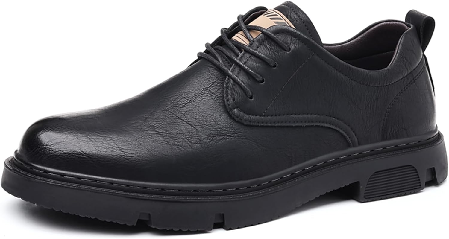 

Мужские винтажные кожаные оксфорды на платформе с шнуровкой, круглым носком и низким верхом, деловые формальные туфли Abborora, черный