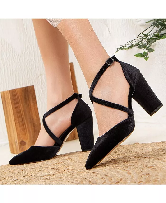 Сина Босоножки на высоком каблуке с перекрещивающимися ремешками Forever & Always Shoes, черный — фото 3