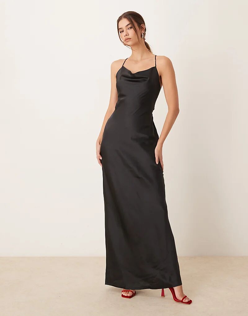 

Платье-комбинация OMNES Ginny Maxi Strappy из атласа черного цвета