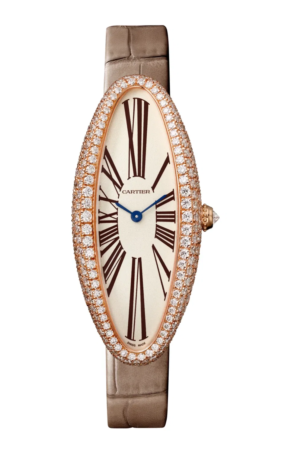 BAIGNOIRE ALLONGEE, розовое золото, бриллианты, ремешок из кожи аллигатора - WJBA0006 - WJBA0006 CARTIER, золотой