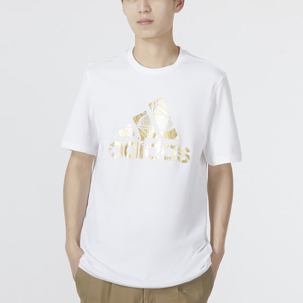 Футболка adidas Large Logo Printing Casual Round Neck Short Sleeve White, мультиколор — фото 3