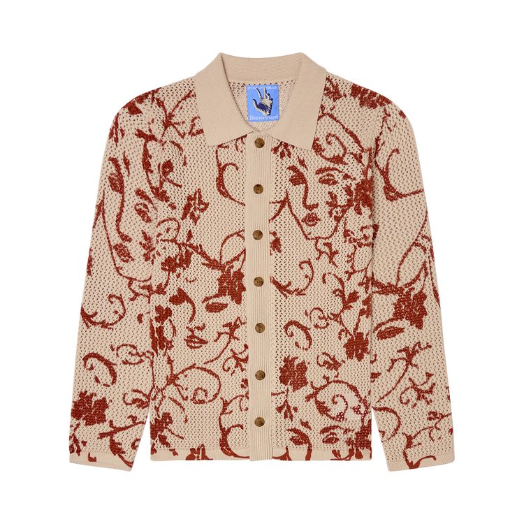 

Топ KidSuper Face Floral Open Knit Top 'Cream', кремовый