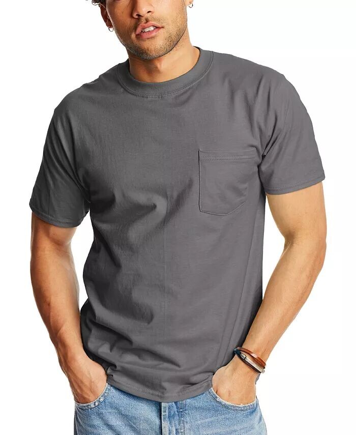 

Футболка с карманами унисекс Beefy-T, 2 шт Hanes, серый