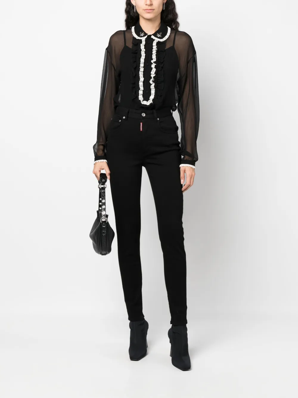 Узкие джинсы с завышенной талией DSQUARED2, черный — фото 2