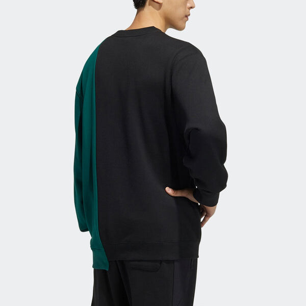 Толстовка Men's adidas originals Mr Crew Logo Printing Colorblock Irregular Round Neck Pullover Black, черный — фото 4