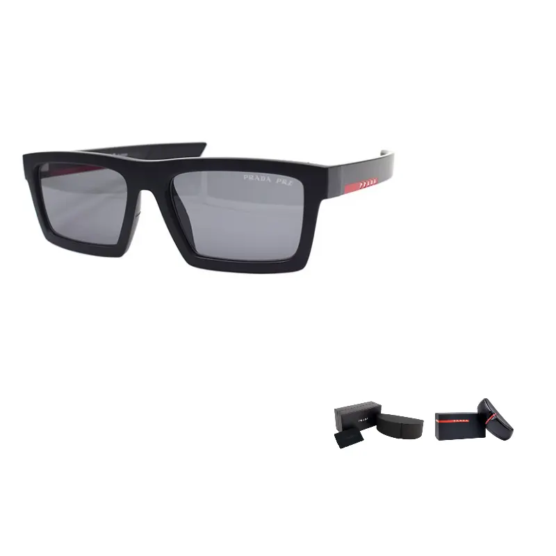

PRADA Прямоугольные солнцезащитные очки мужские матовый черный, Matte Black