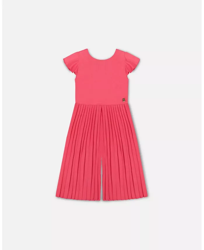 

Комбинезон для девочек из двух материалов с широкими штанинами и плиссировкой, конфетно-розовый Deux par Deux