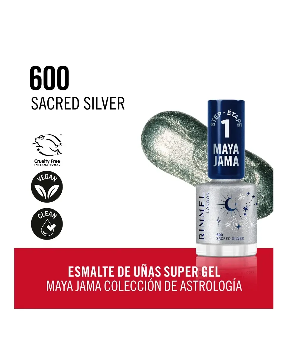 Лак для ногтей Rim Maya Jama Nail Gel London Rimmel, 600 Sacred Silver — фото 4
