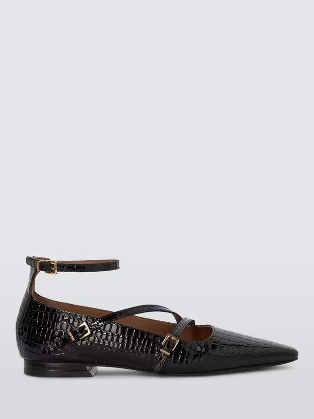 

Балетки John Lewis Honeysuckle Leather Triple Strap Chisel Toe, черный